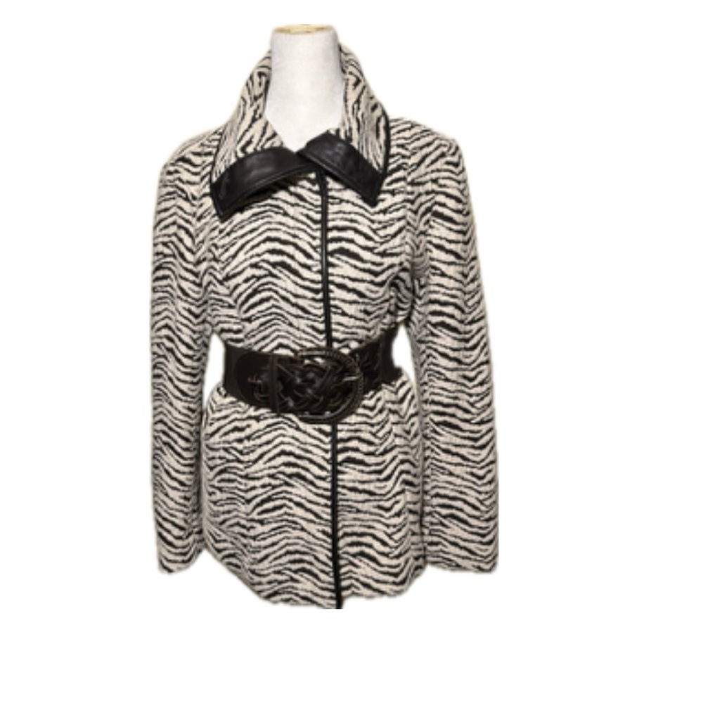 Lafayette 148 Jacket, Brown/cream, Size 10.